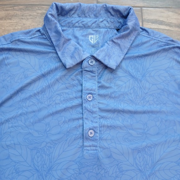 Graham Luxe Polo Mens Large Purple Floral AOP Golf‎ Performance Stretch Flex - Picture 1 of 8